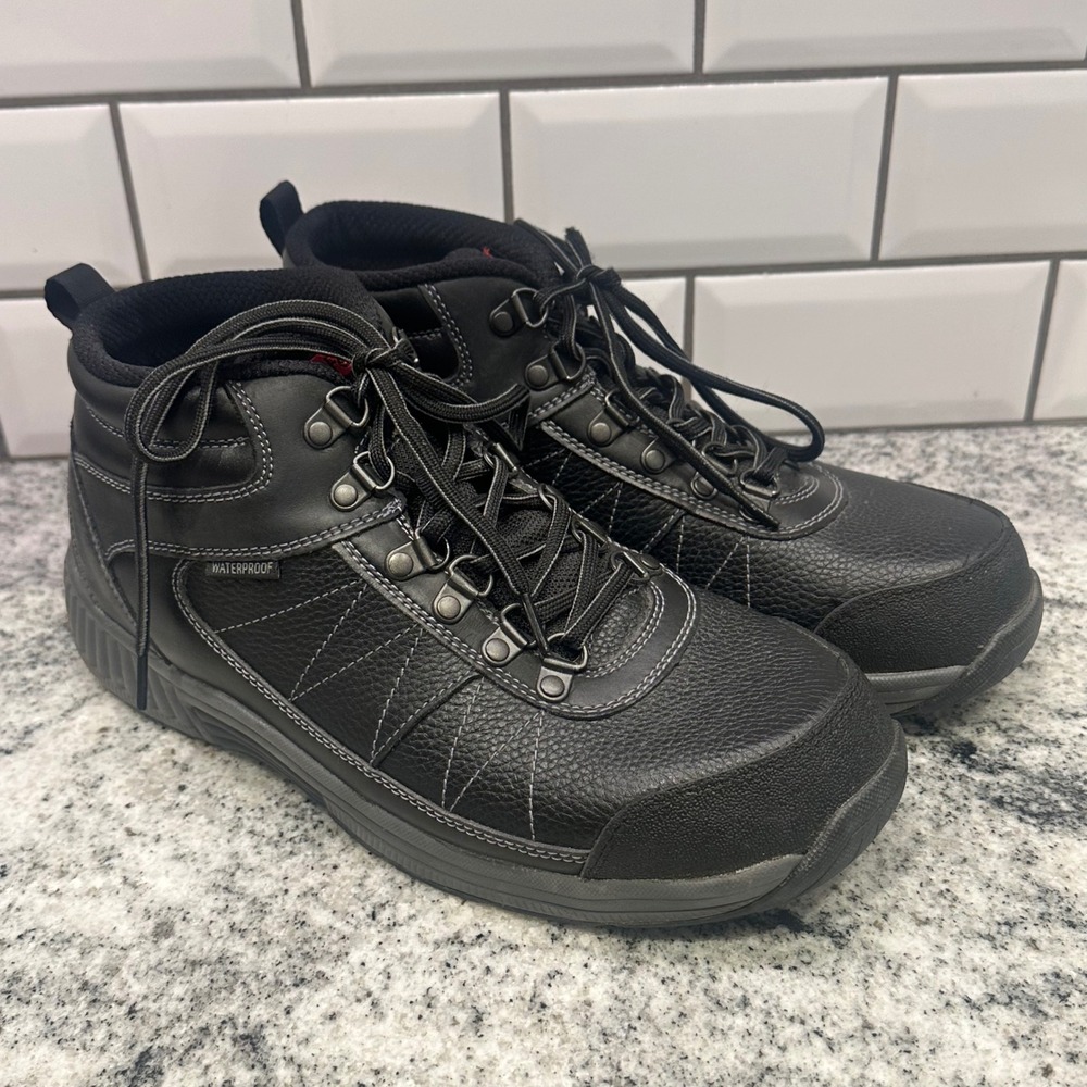 Orthofeet‎ Mens 9 Hunter Hiking Boots Black Leather Waterproof Orthopedic Rugged
